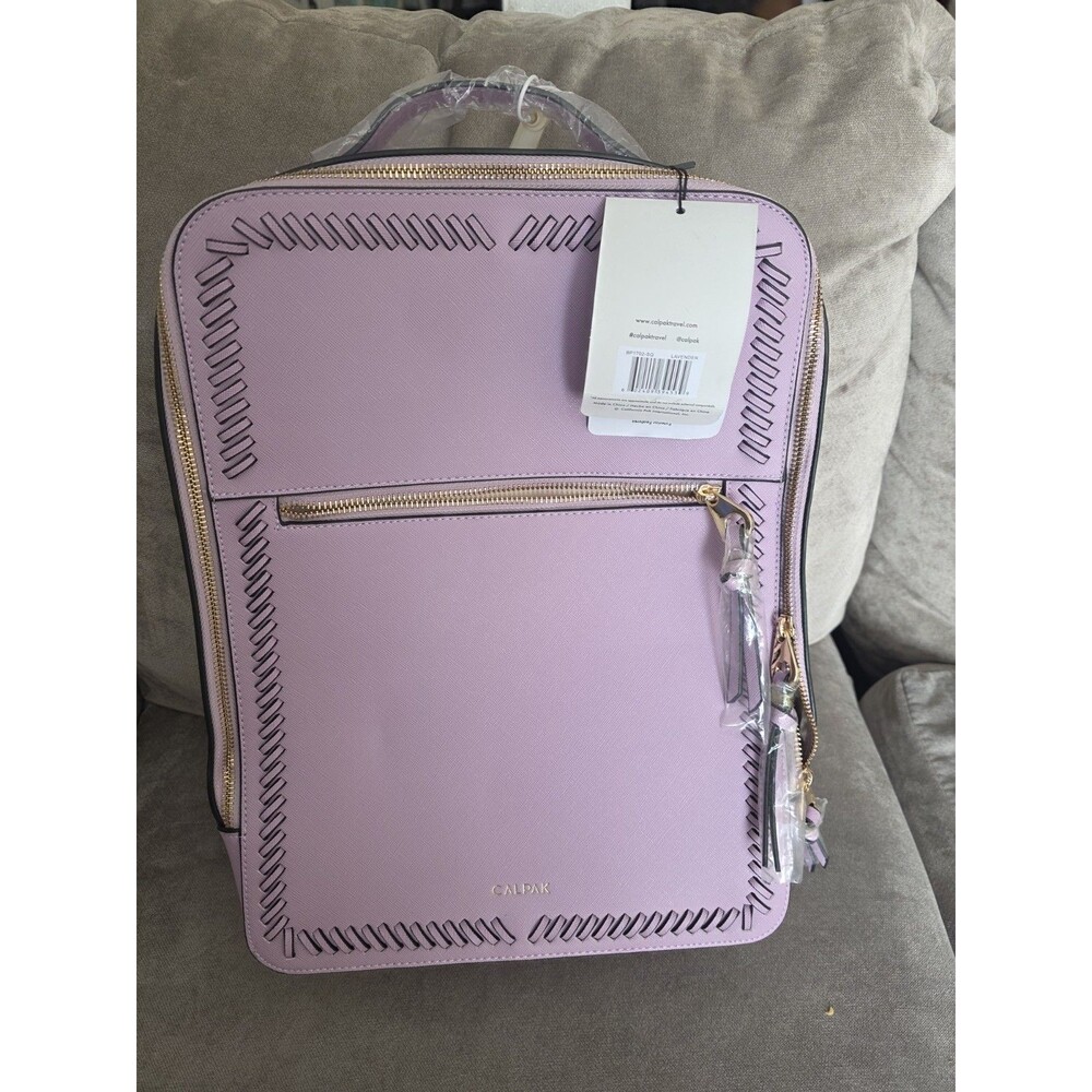 CALPAK Kaya 15" Laptop Backpack Lavender Vegan Leather Travel Work Bag NEW - Picture 4 of 11